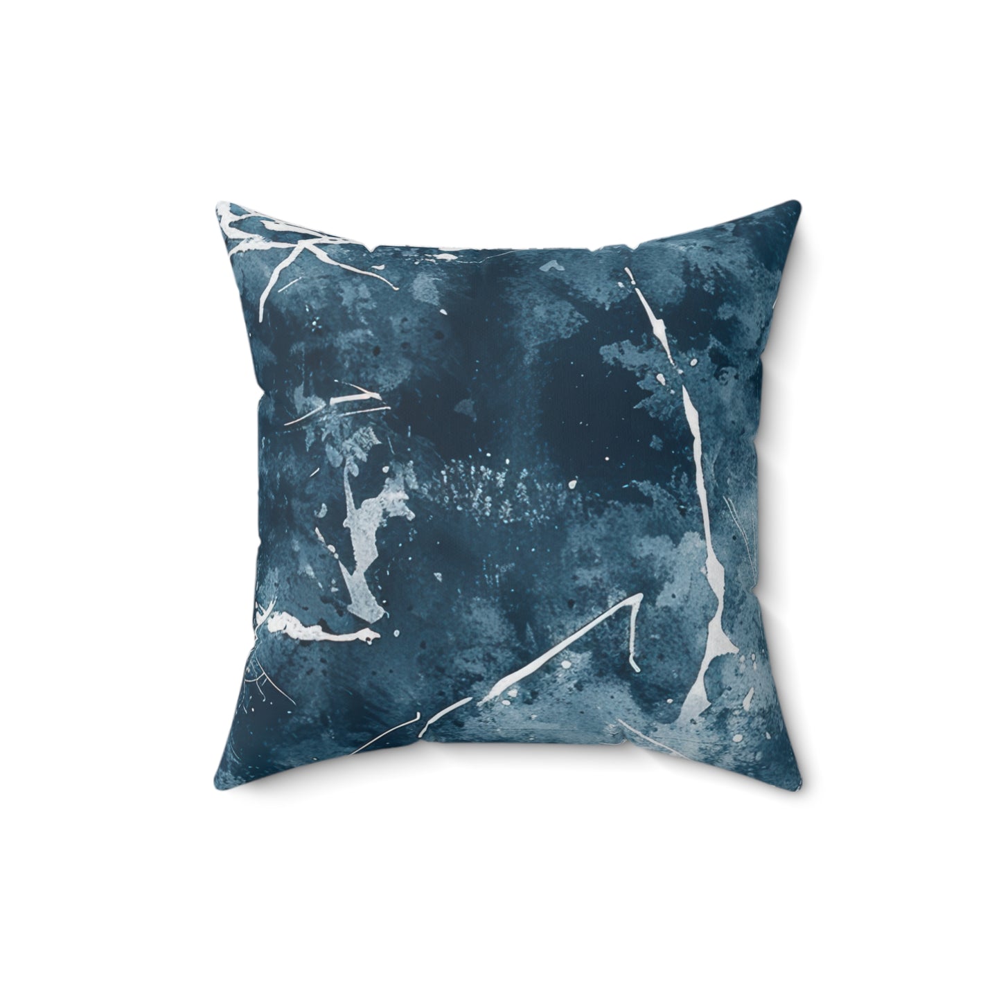 Blue and White Scratch Pattern Square Pillow