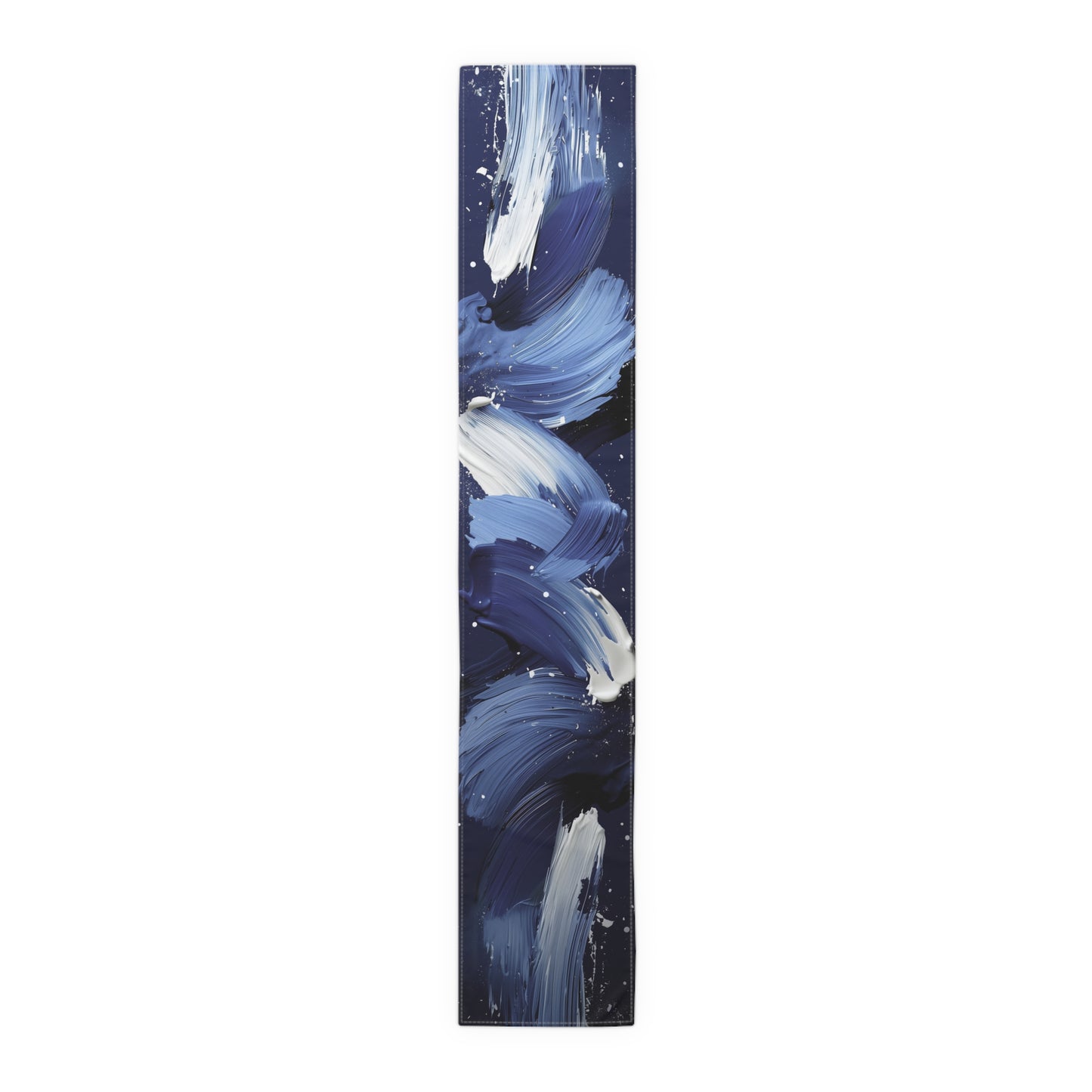 Brushstroke Table Runner, Blue, Black, and White (Cotton, Poly)