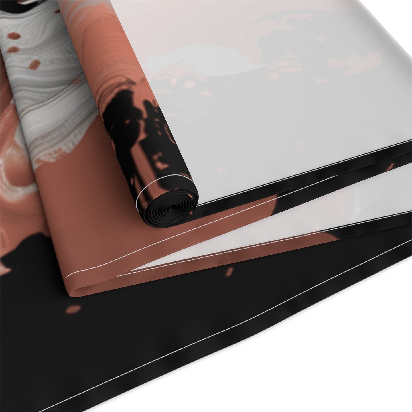 Brushstroke Table Runner, Black and Red (Cotton, Poly)