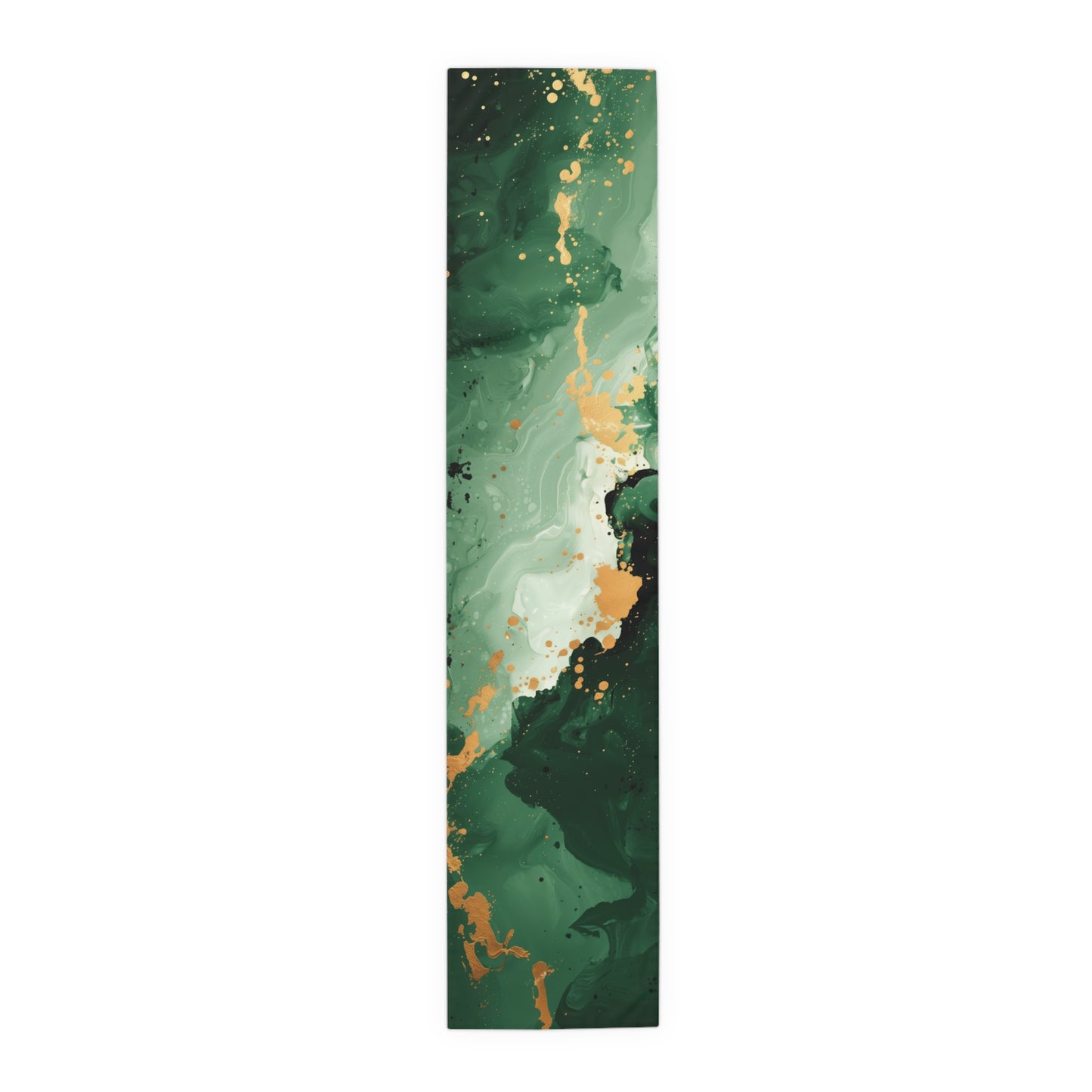 Brushstroke Table Runner, Green and Gold (Cotton, Poly)