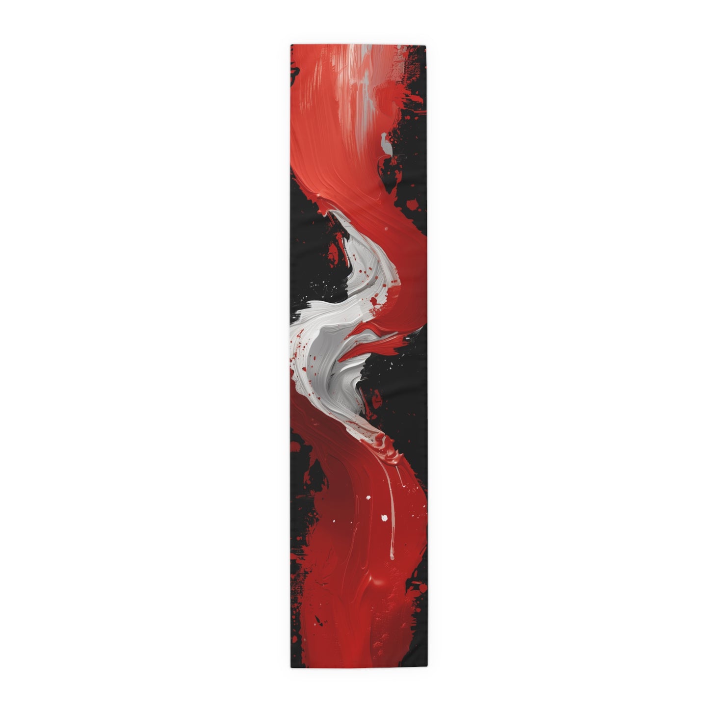 Brushstroke Table Runner, Black and Red (Cotton, Poly)