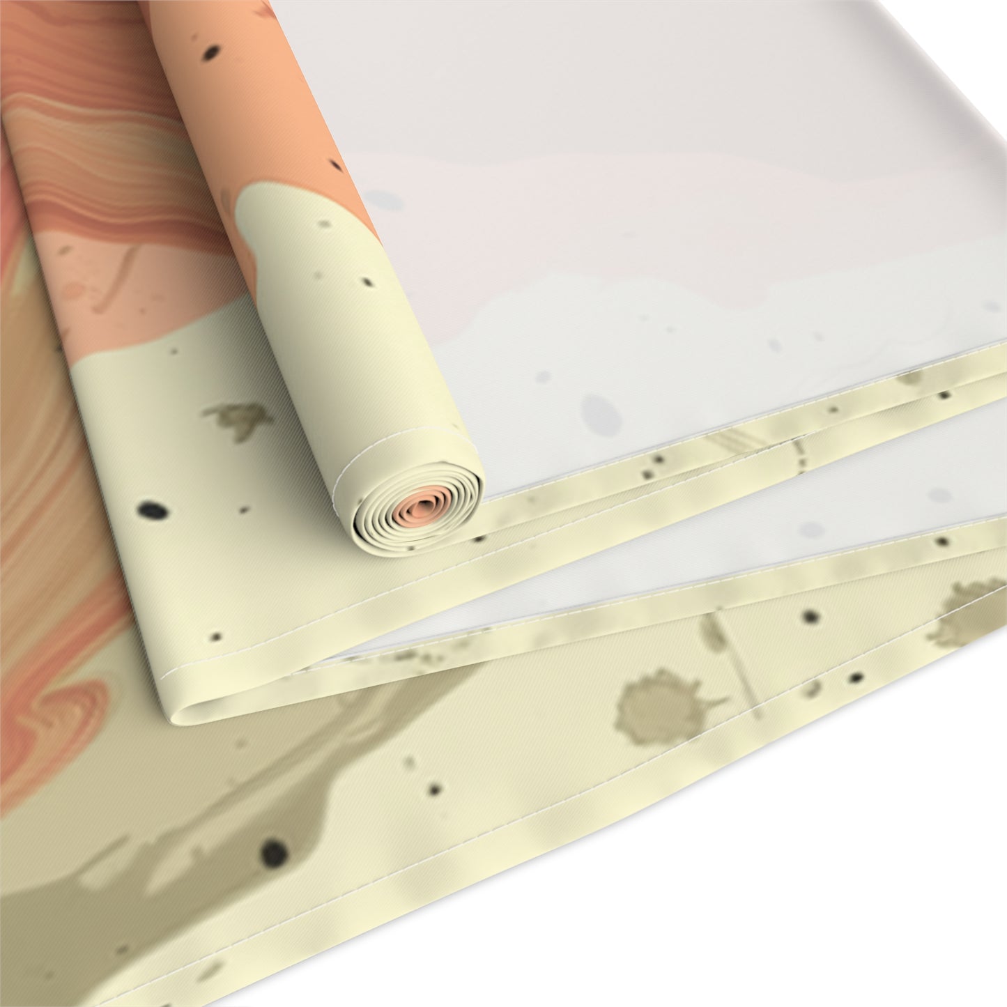Brushstroke Table Runner, Creme and Orange (Cotton, Poly)