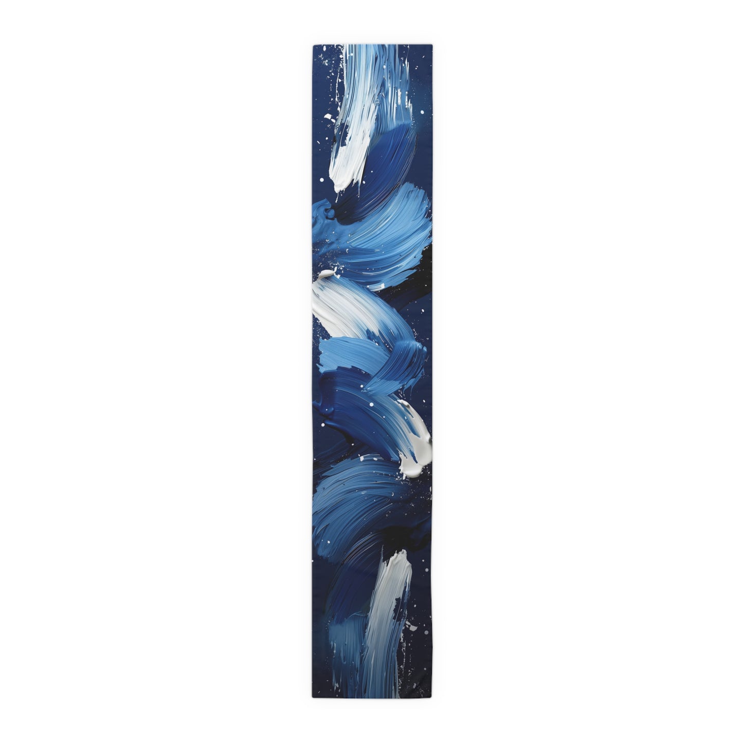 Brushstroke Table Runner, Blue, Black, and White (Cotton, Poly)