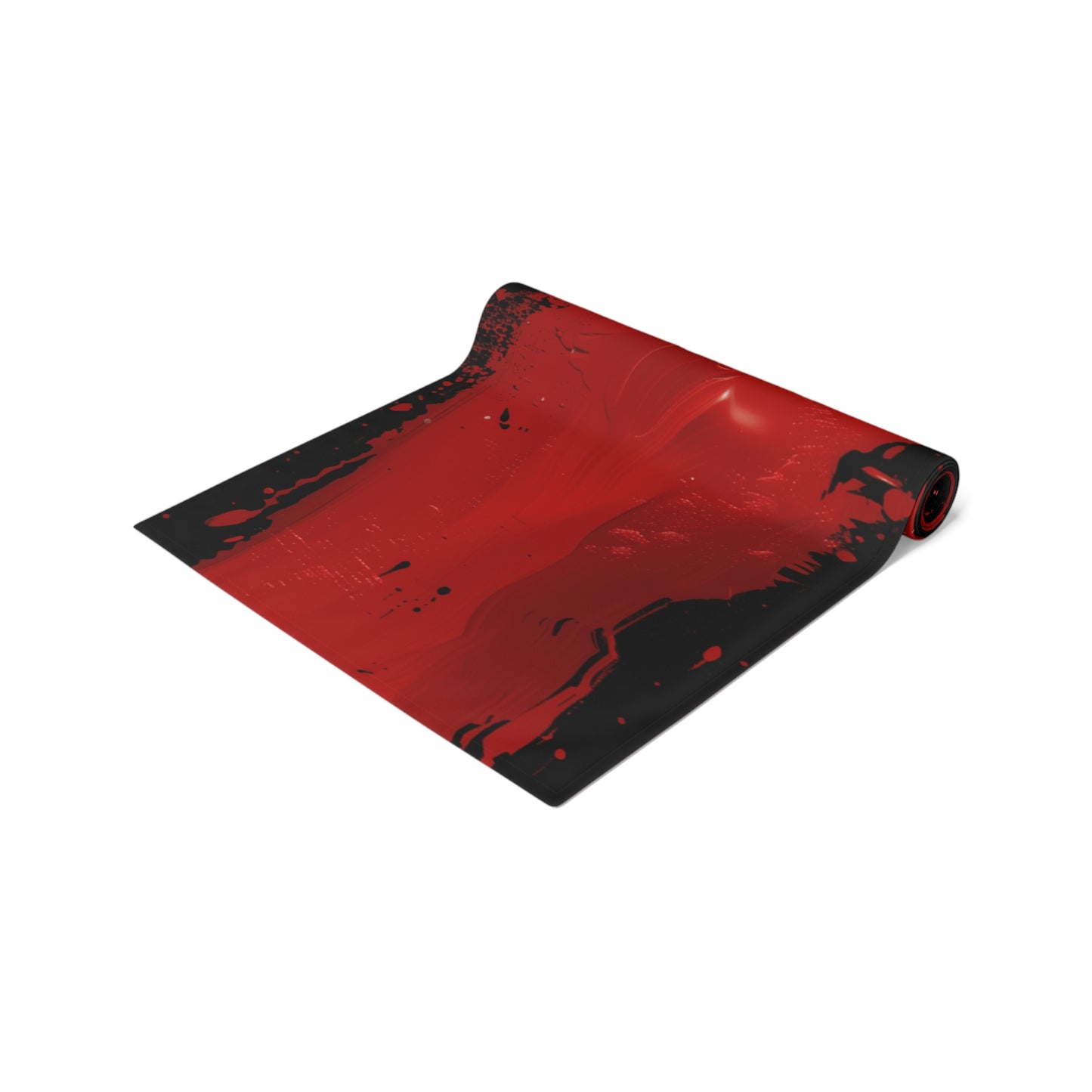 Brushstroke Table Runner, Black and Red (Cotton, Poly)
