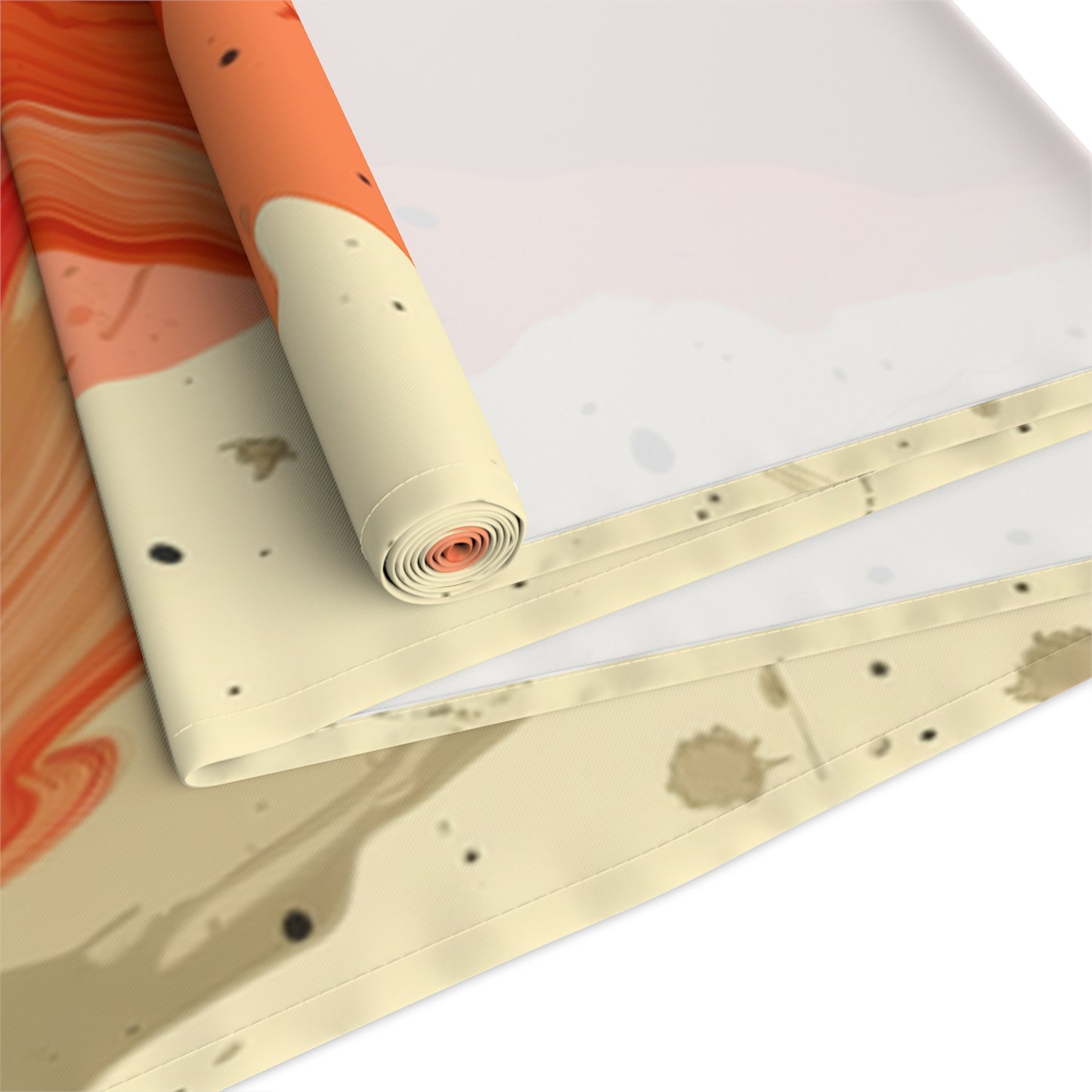 Brushstroke Table Runner, Creme and Orange (Cotton, Poly)