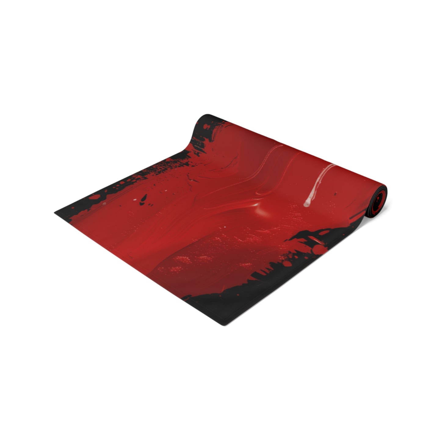 Brushstroke Table Runner, Black and Red (Cotton, Poly)