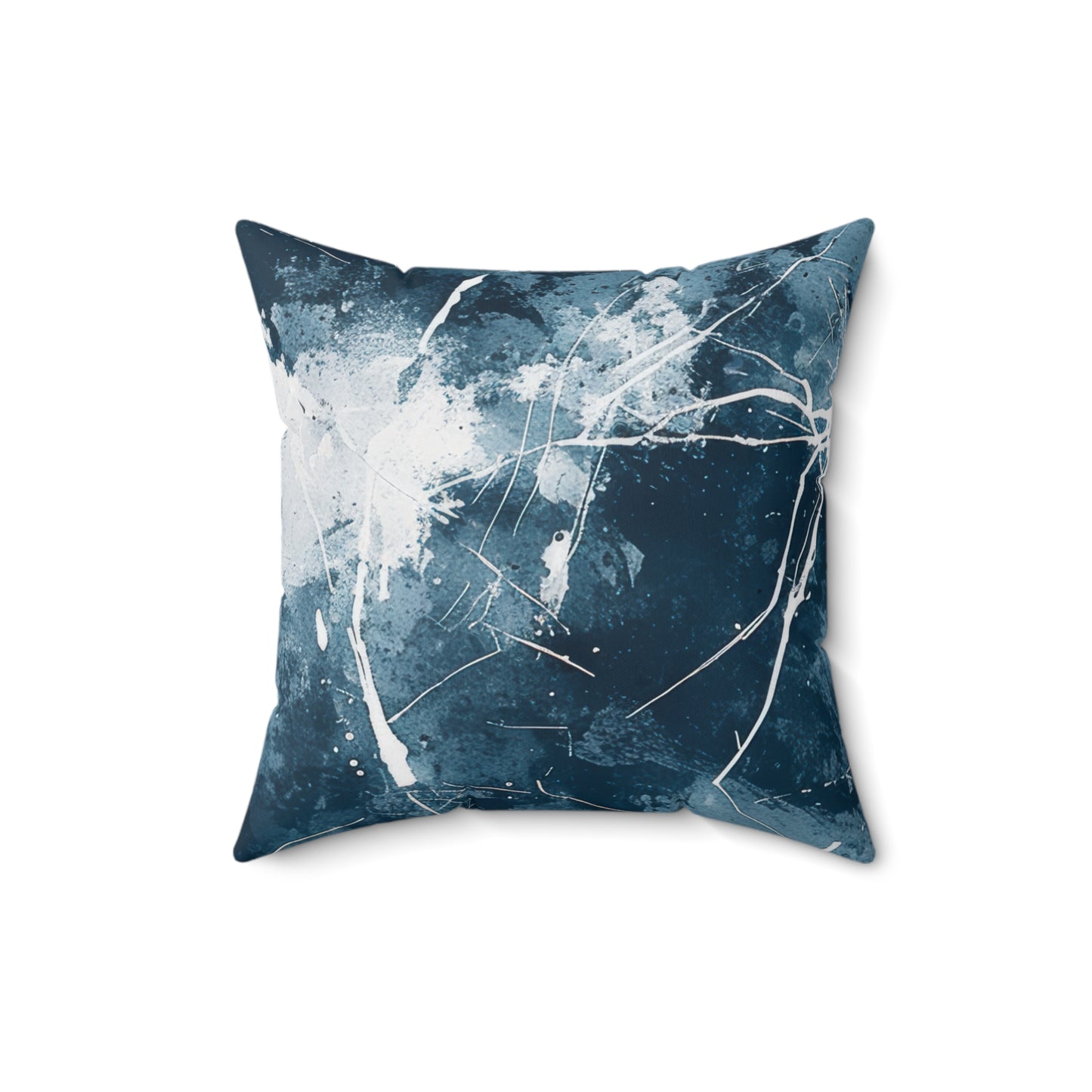 Blue and White Scratch Pattern Square Pillow