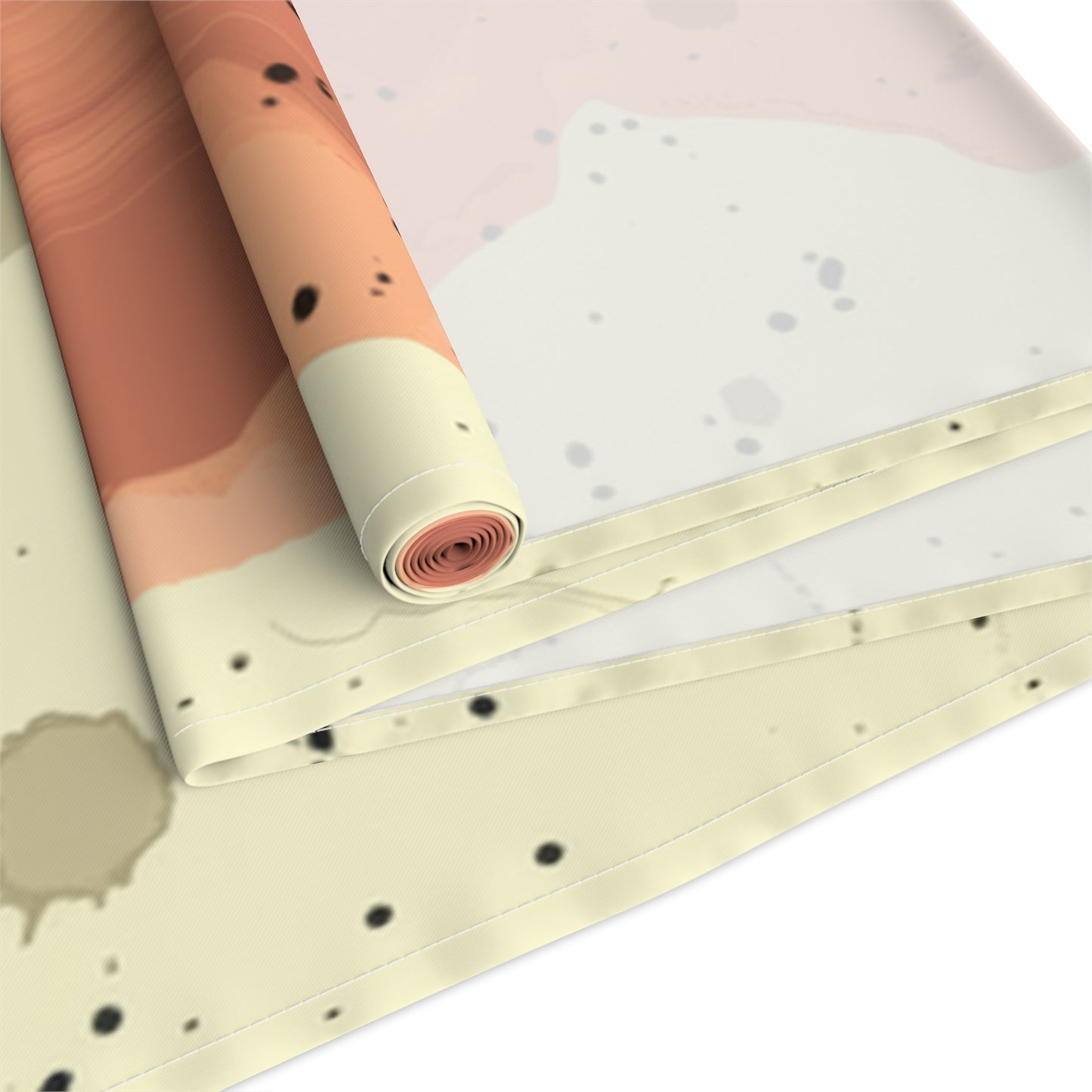 Brushstroke Table Runner, Creme and Orange (Cotton, Poly)
