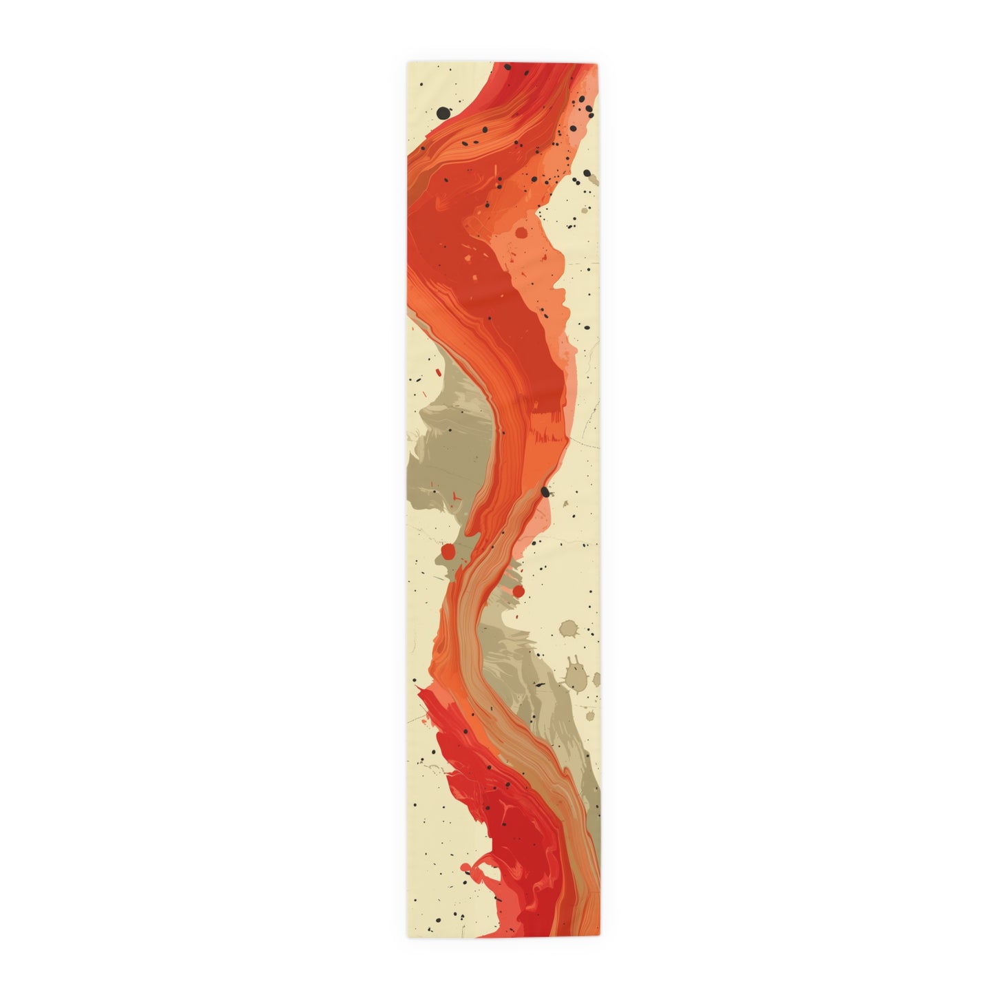 Brushstroke Table Runner, Creme and Orange (Cotton, Poly)