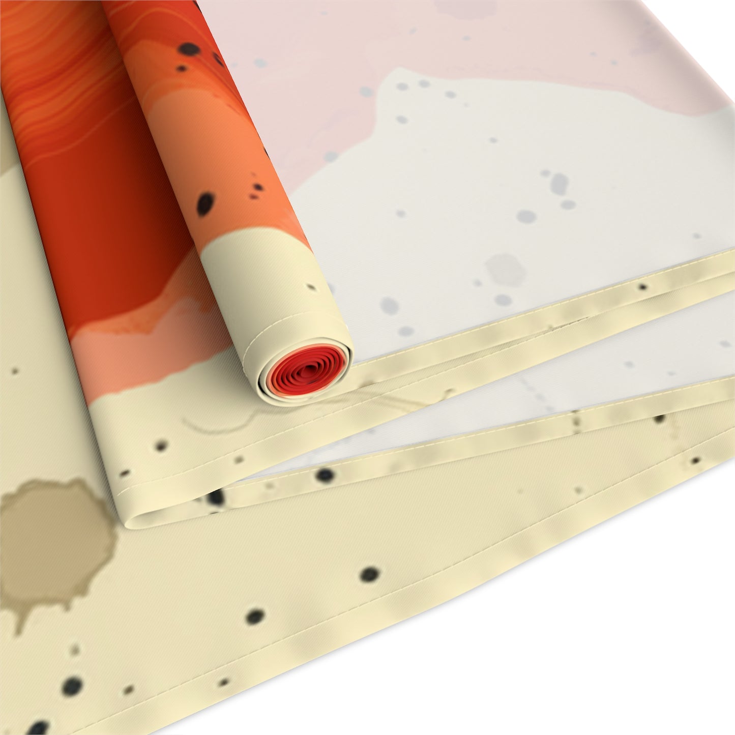 Brushstroke Table Runner, Creme and Orange (Cotton, Poly)