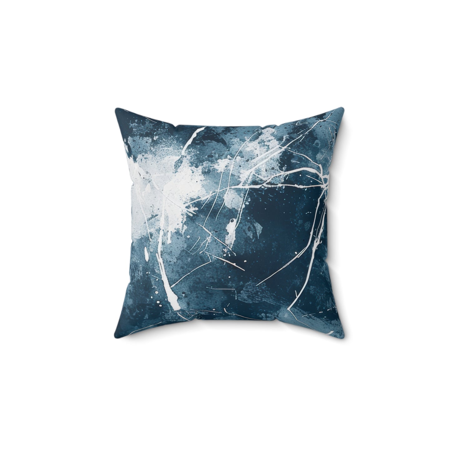 Blue and White Scratch Pattern Square Pillow