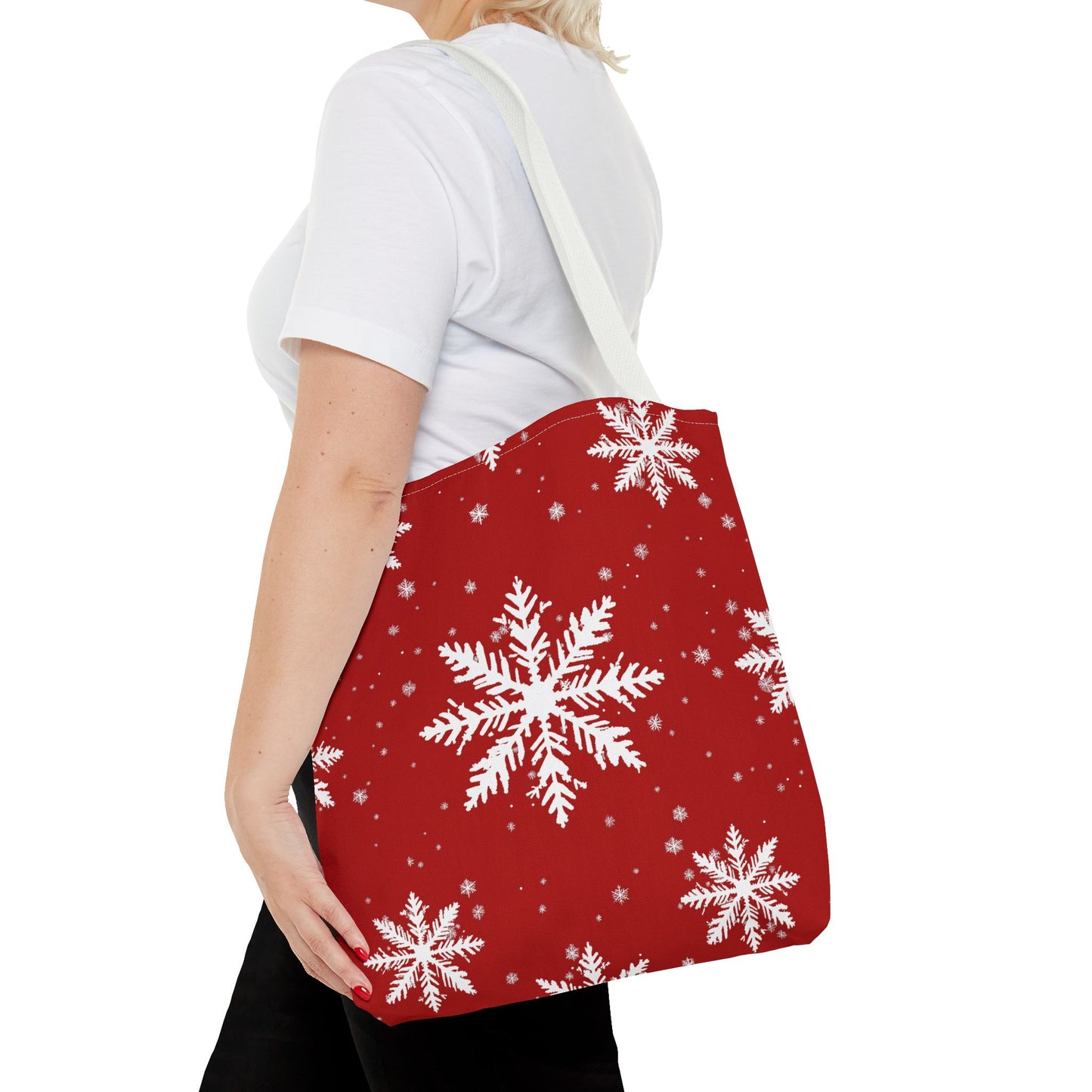 Crimson Snowflake Tote Bag