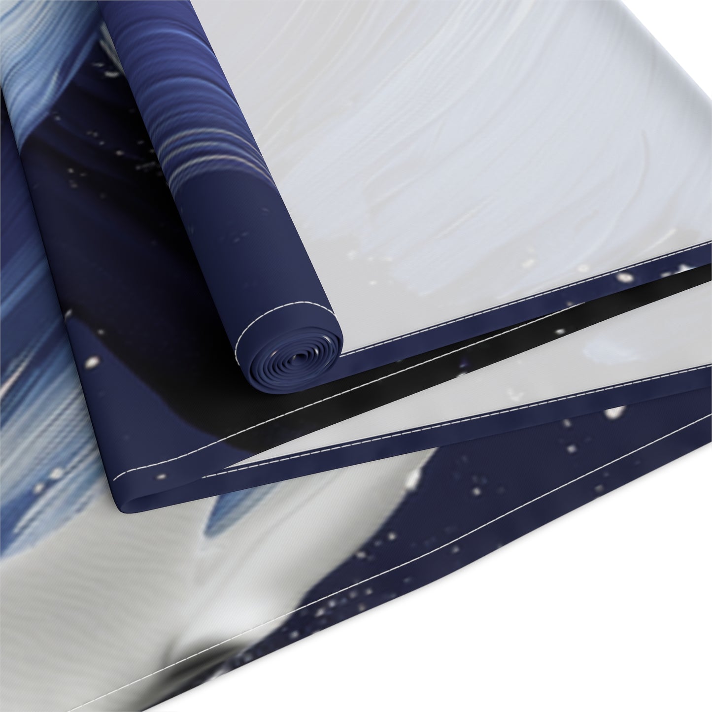 Brushstroke Table Runner, Blue, Black, and White (Cotton, Poly)