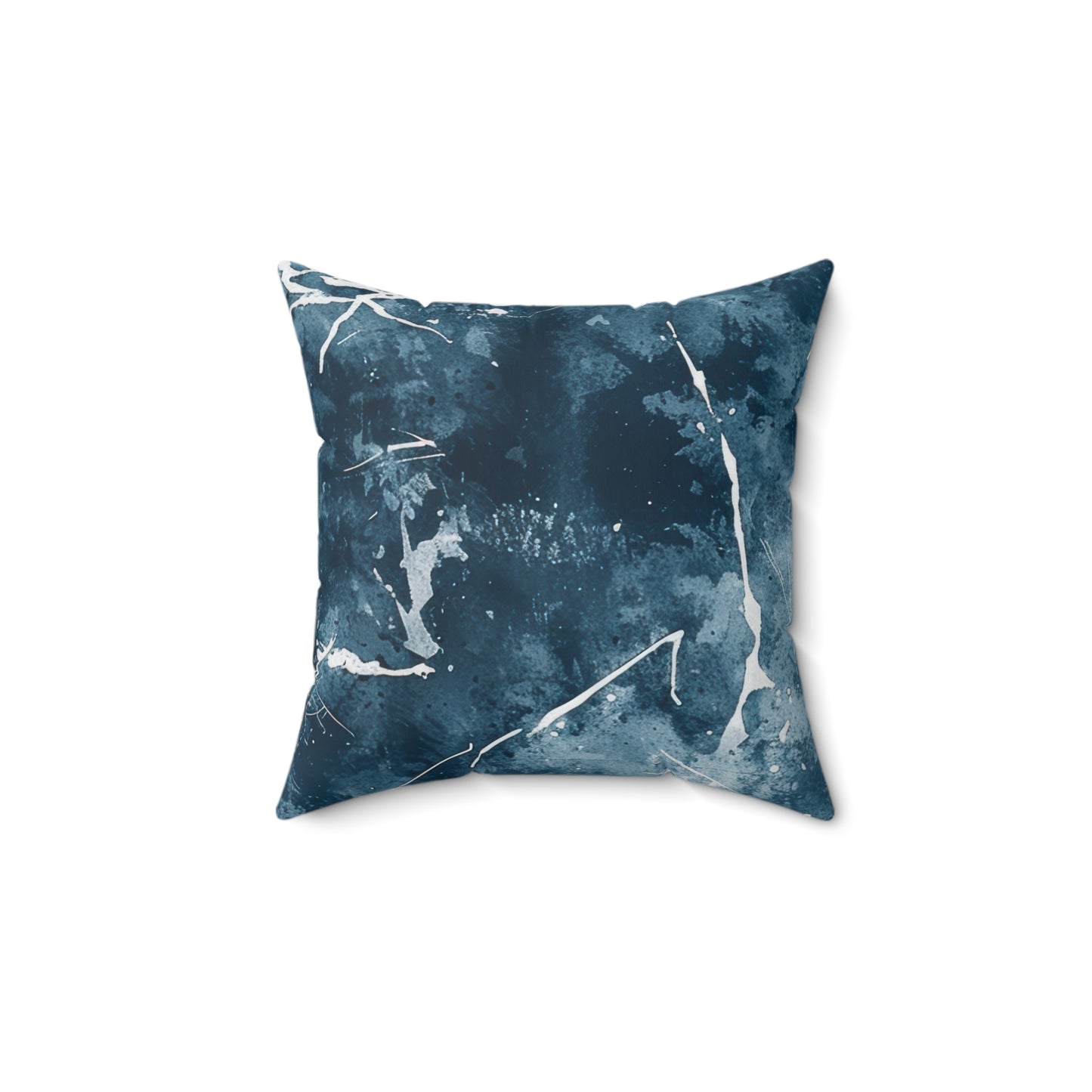 Blue and White Scratch Pattern Square Pillow