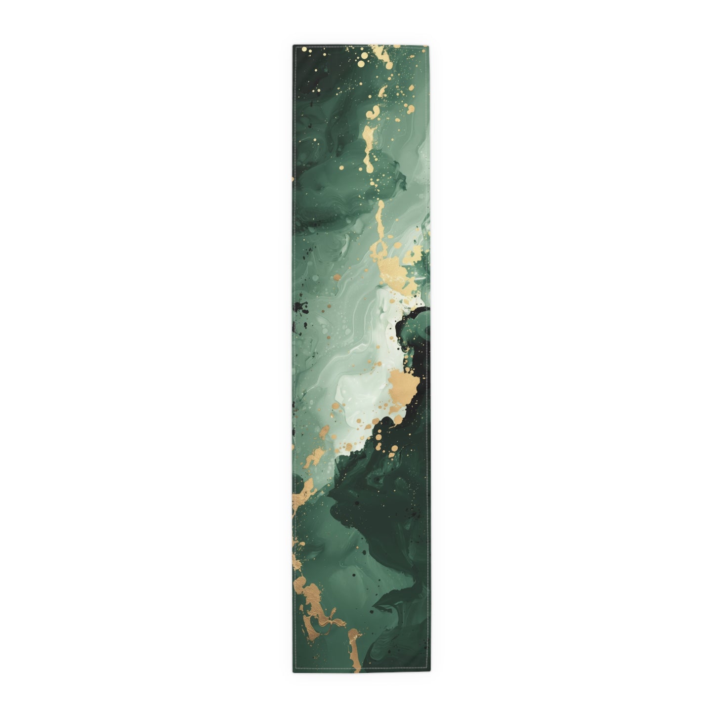 Brushstroke Table Runner, Green and Gold (Cotton, Poly)