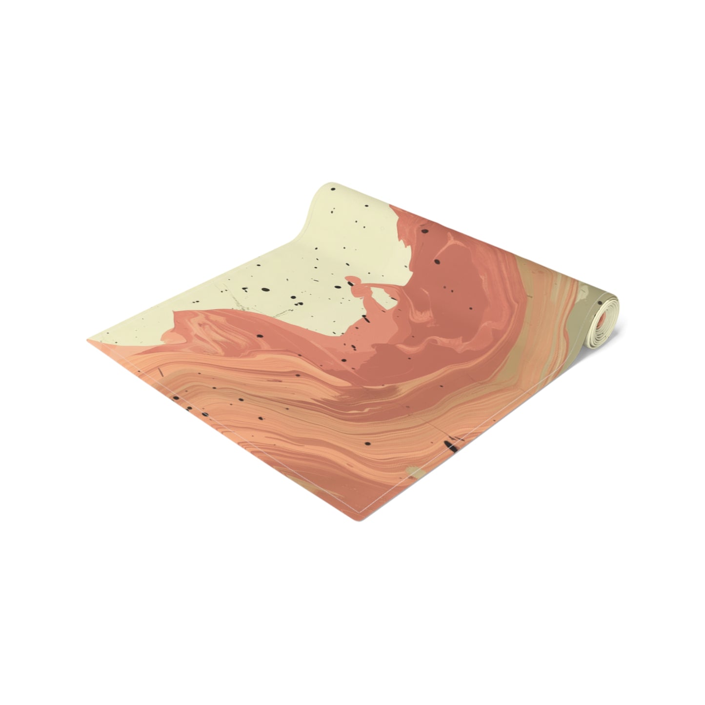Brushstroke Table Runner, Creme and Orange (Cotton, Poly)