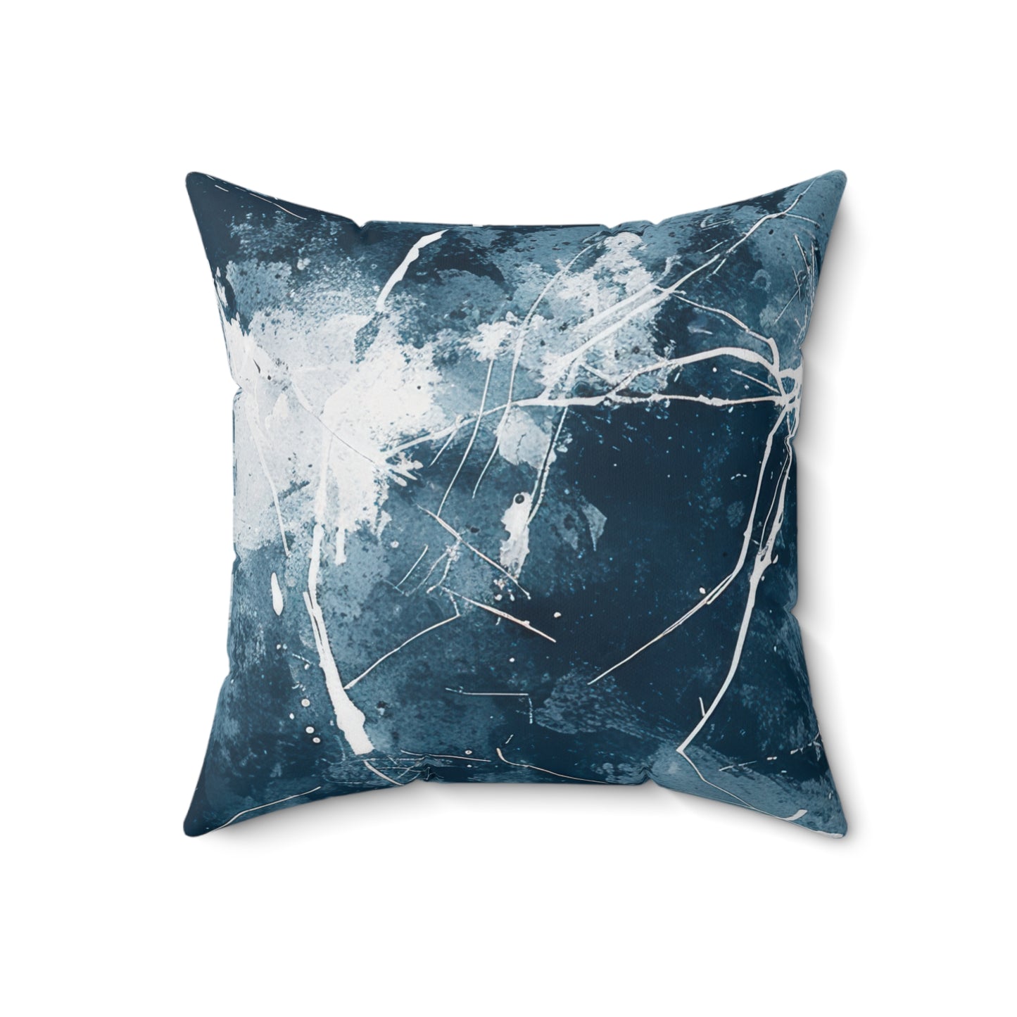 Blue and White Scratch Pattern Square Pillow