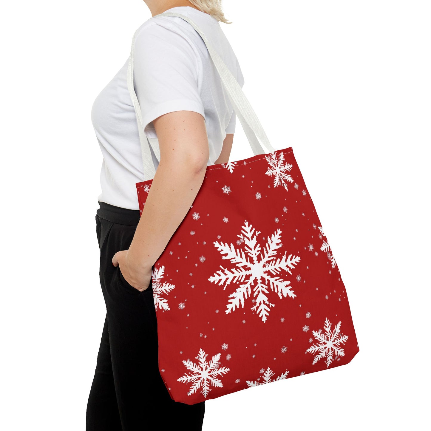 Crimson Snowflake Tote Bag
