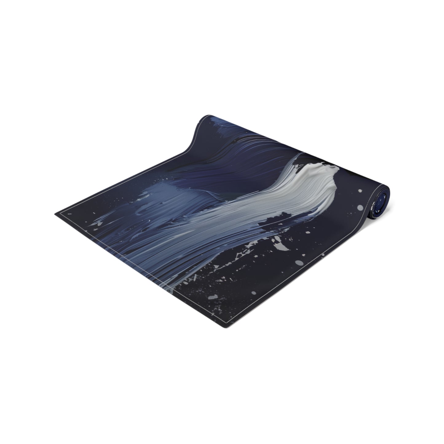Brushstroke Table Runner, Blue, Black, and White (Cotton, Poly)