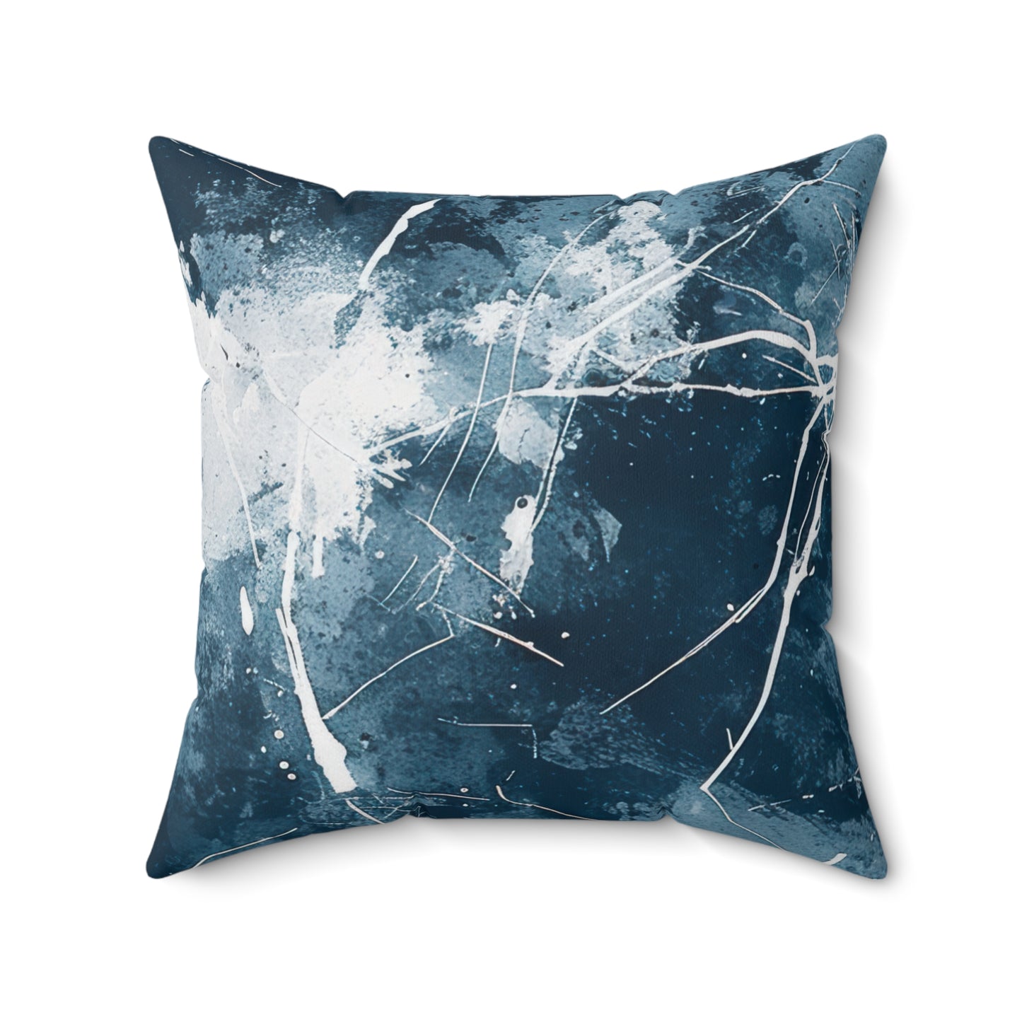 Blue and White Scratch Pattern Square Pillow