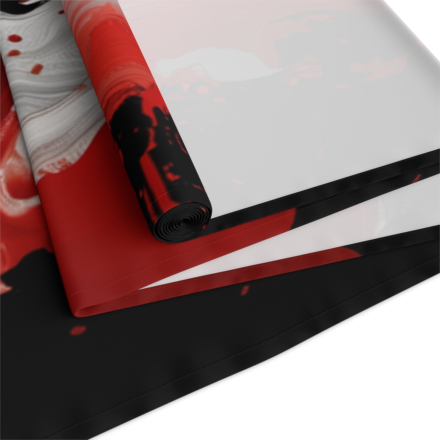 Brushstroke Table Runner, Black and Red (Cotton, Poly)