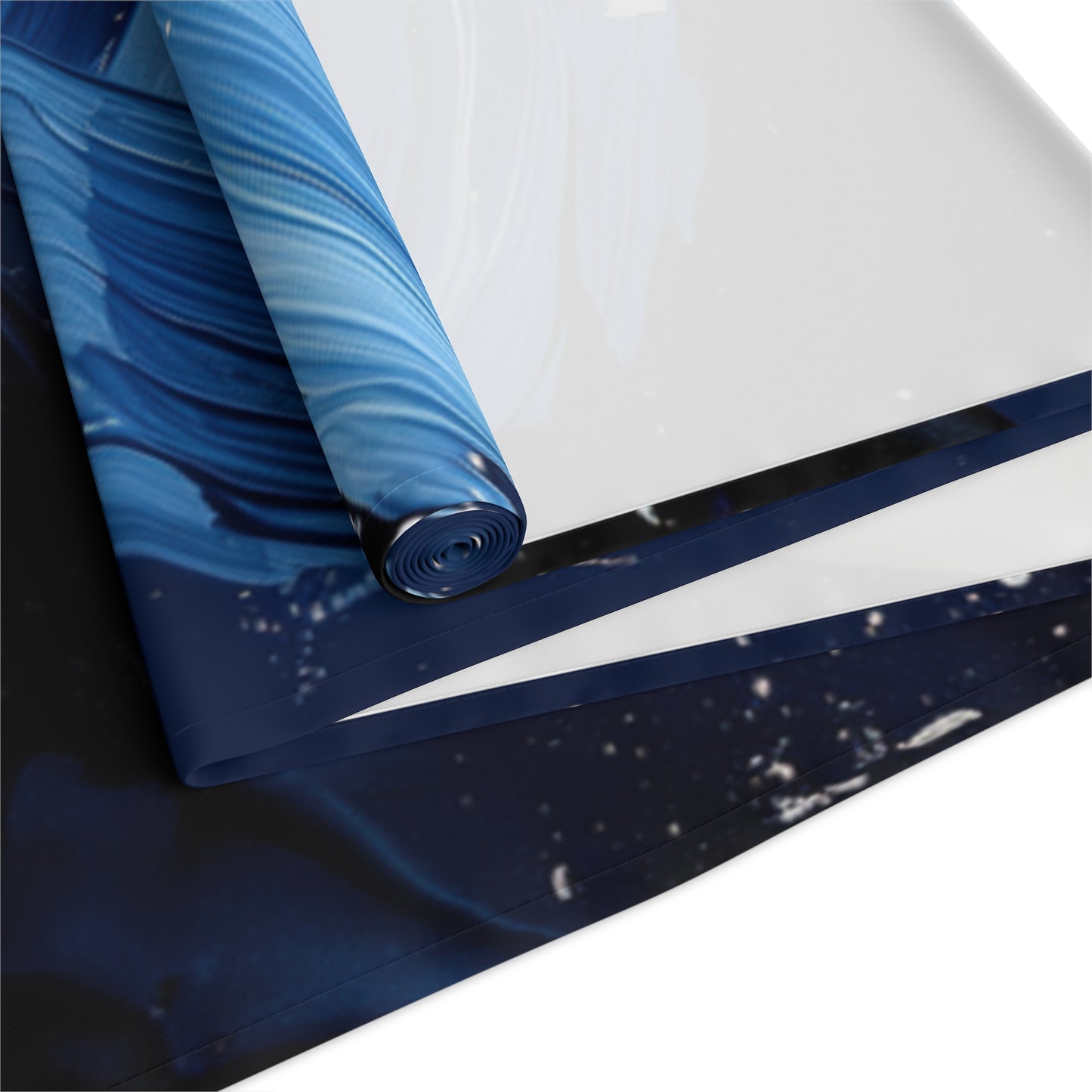 Brushstroke Table Runner, Blue, Black, and White (Cotton, Poly)