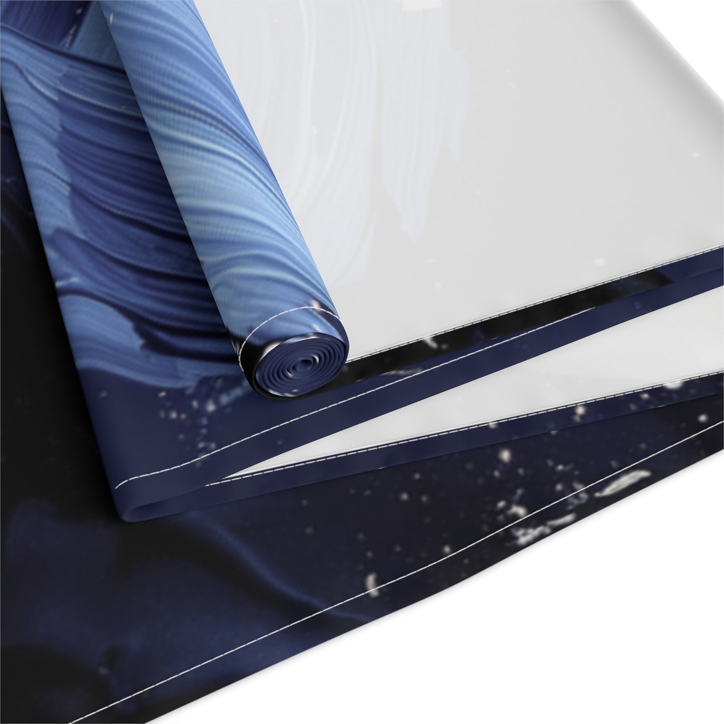 Brushstroke Table Runner, Blue, Black, and White (Cotton, Poly)
