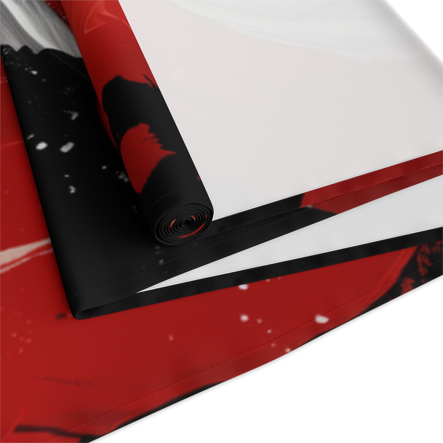Brushstroke Table Runner, Black and Red (Cotton, Poly)
