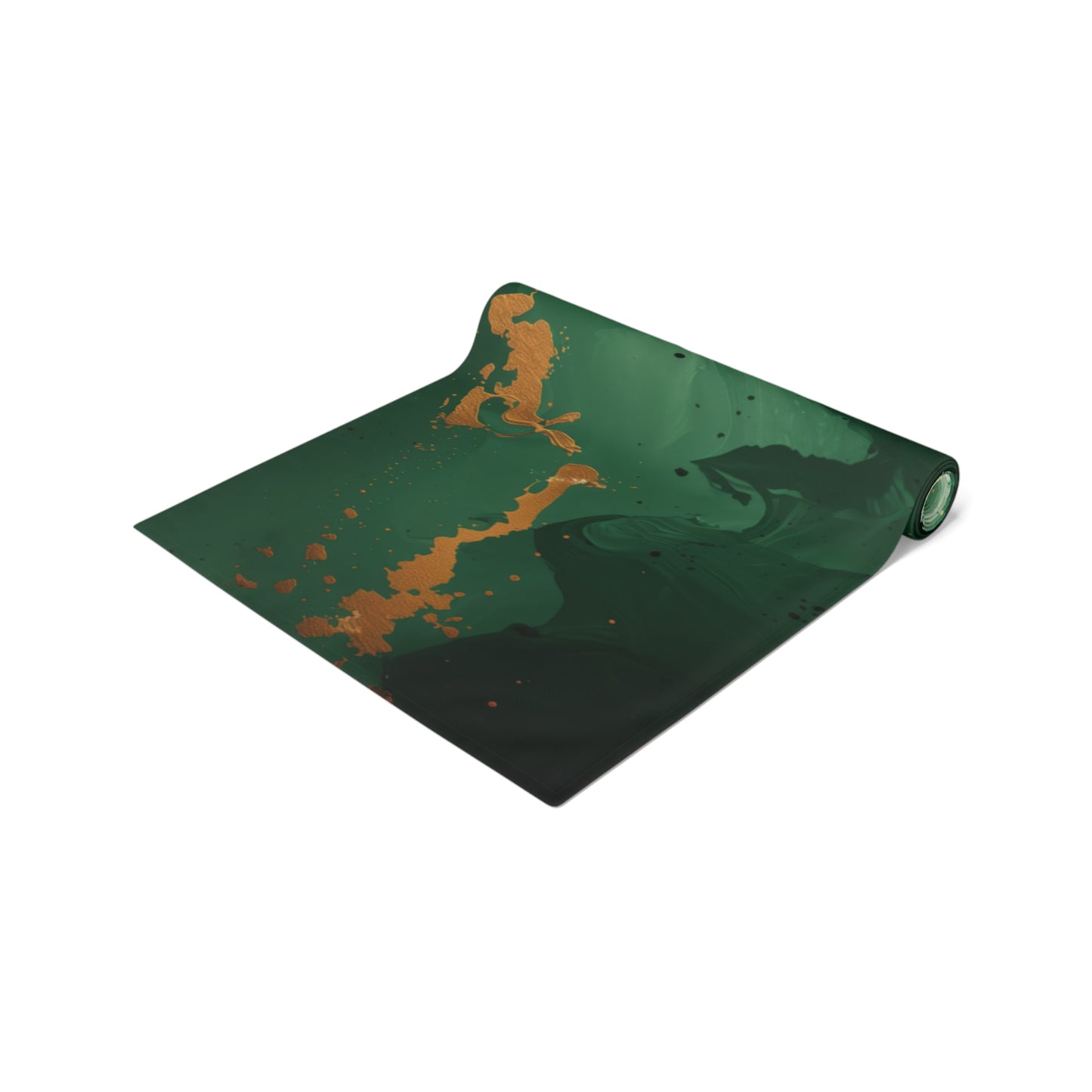 Brushstroke Table Runner, Green and Gold (Cotton, Poly)