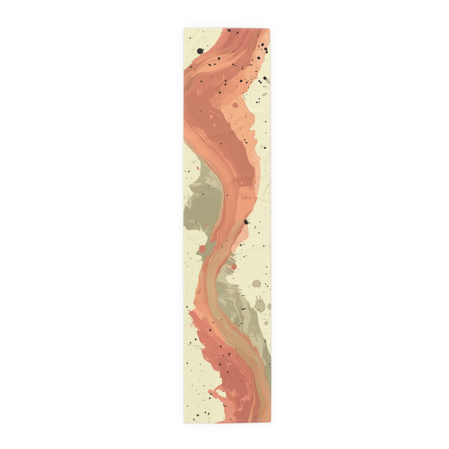 Brushstroke Table Runner, Creme and Orange (Cotton, Poly)