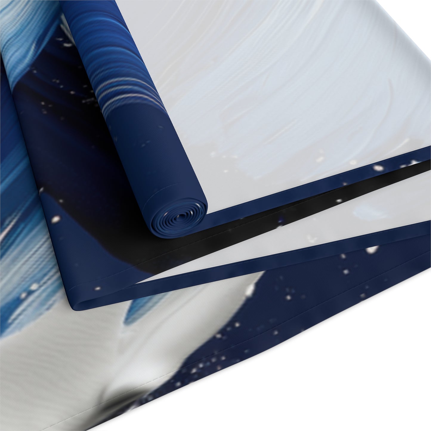 Brushstroke Table Runner, Blue, Black, and White (Cotton, Poly)