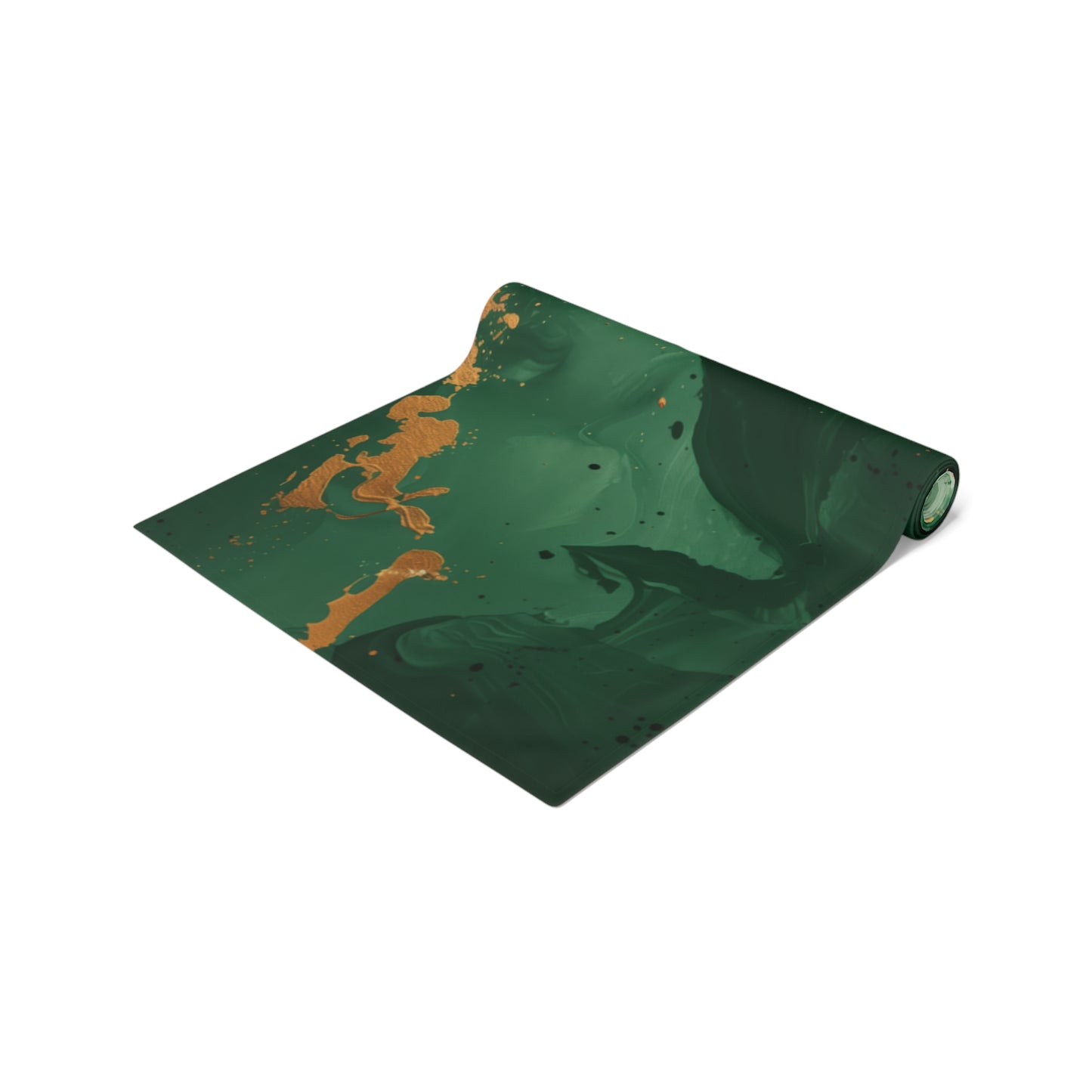 Brushstroke Table Runner, Green and Gold (Cotton, Poly)