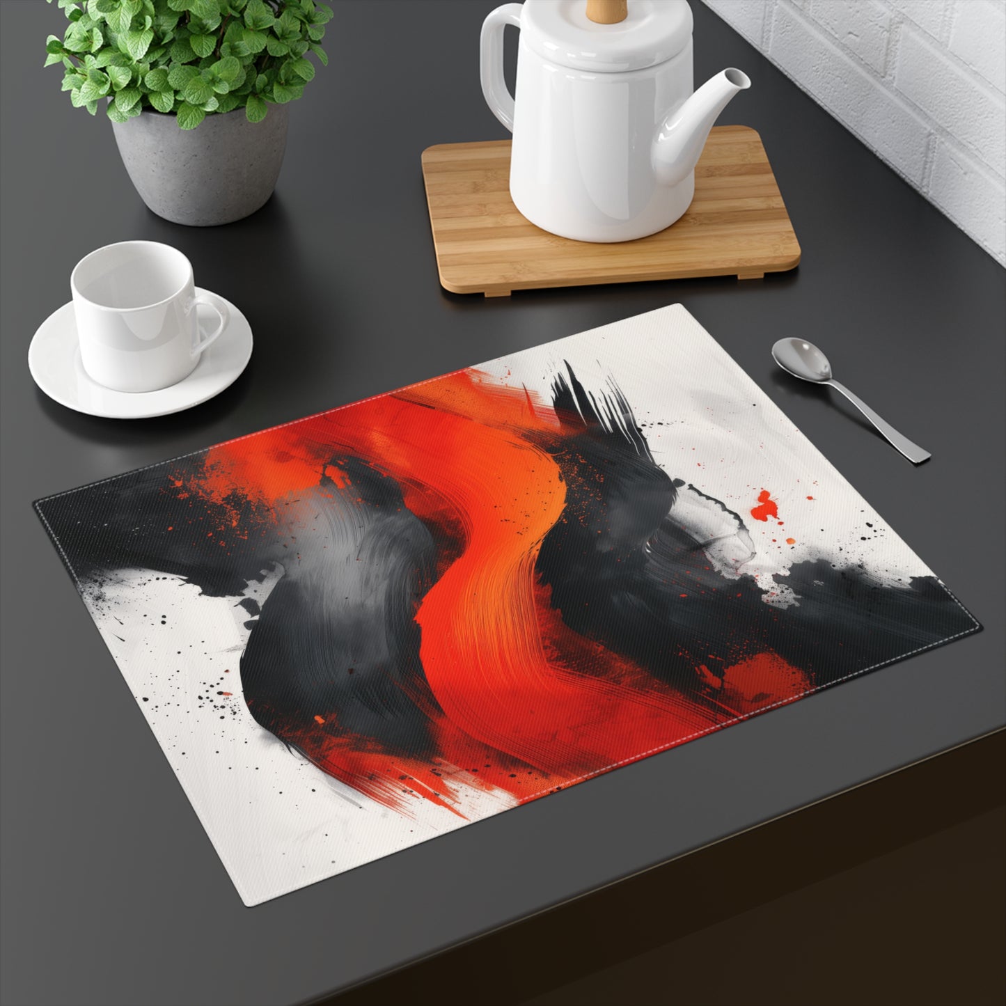 Brushstroke Placemat (Red, Black, and White), 1pc