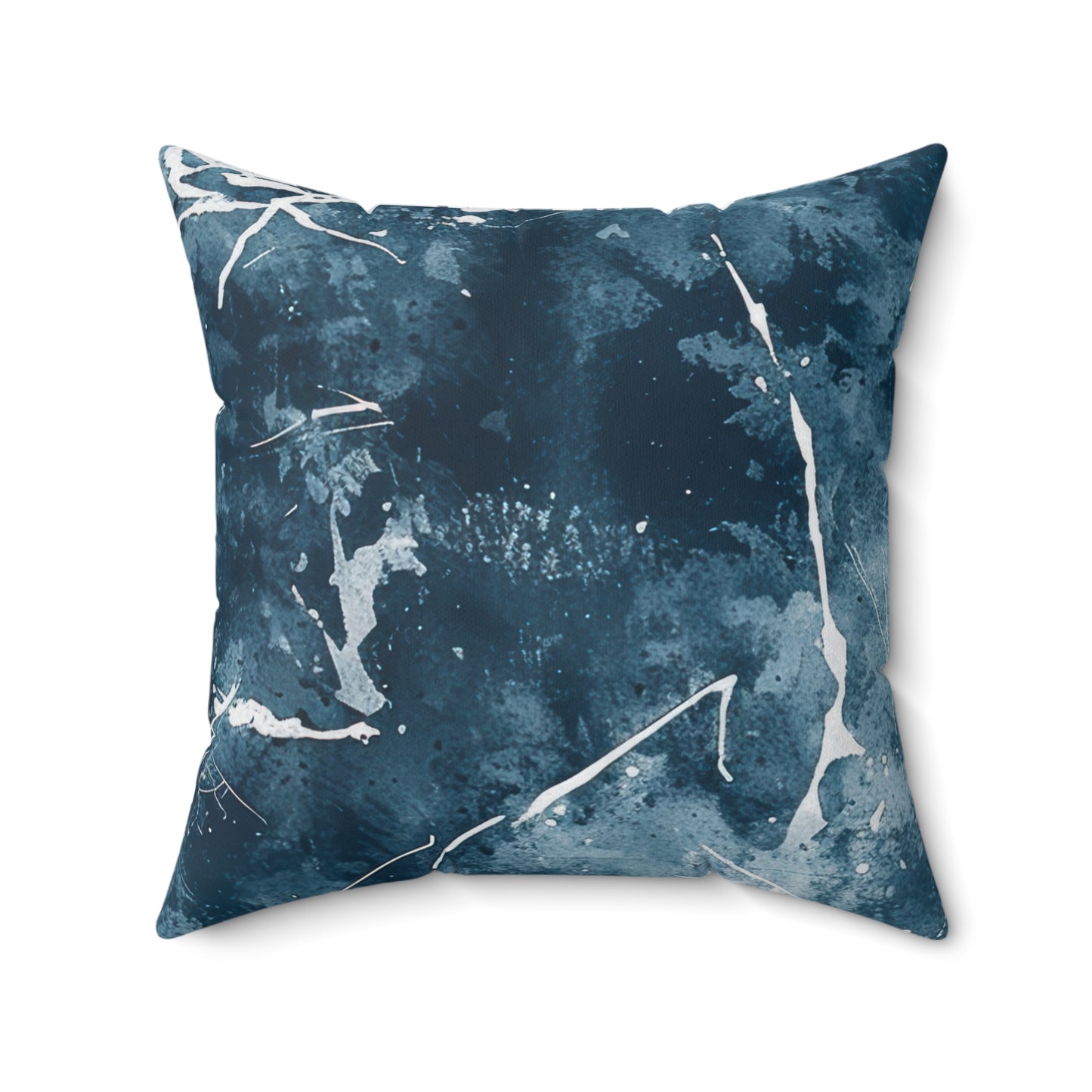 Blue and White Scratch Pattern Square Pillow