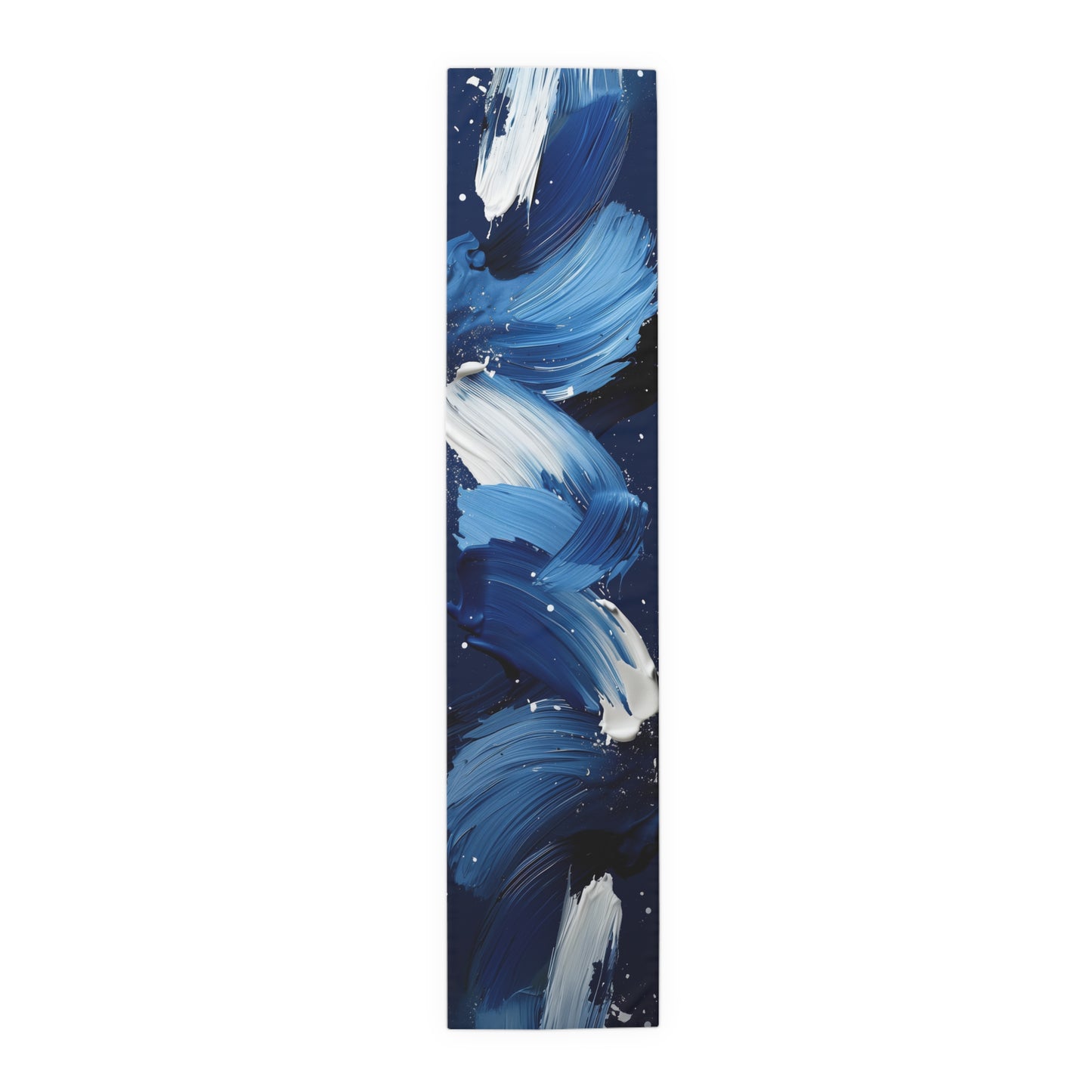Brushstroke Table Runner, Blue, Black, and White (Cotton, Poly)
