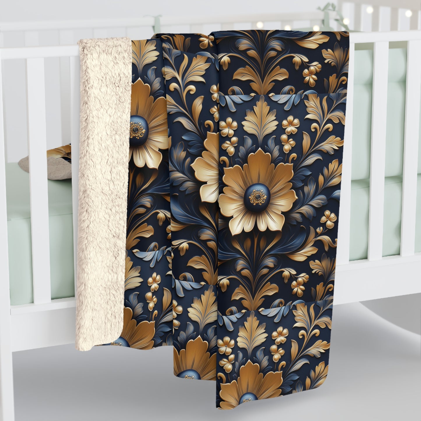 Elegant Floral Sherpa Fleece Blanket – Cozy Decorative Throw for Home. Perfect Gift for Any Occasion