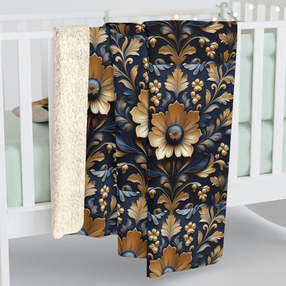 Elegant Floral Sherpa Fleece Blanket – Cozy Decorative Throw for Home. Perfect Gift for Any Occasion
