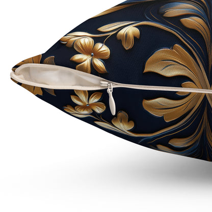 Elegant Floral Spun Polyester Square Pillow