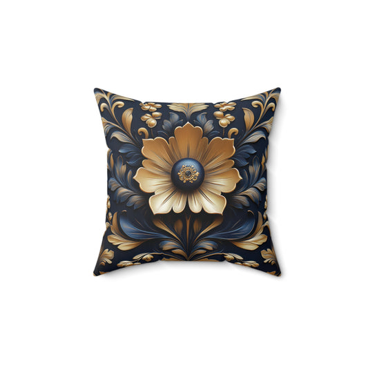 Elegant Floral Spun Polyester Square Pillow