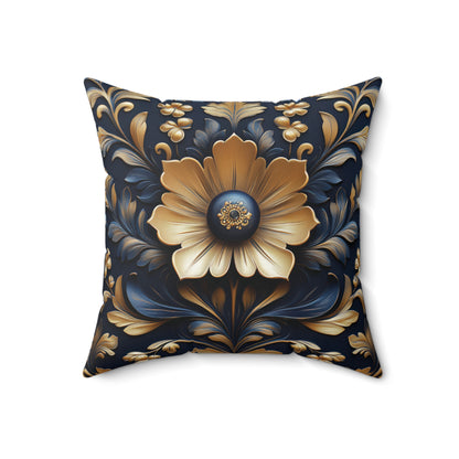 Elegant Floral Spun Polyester Square Pillow