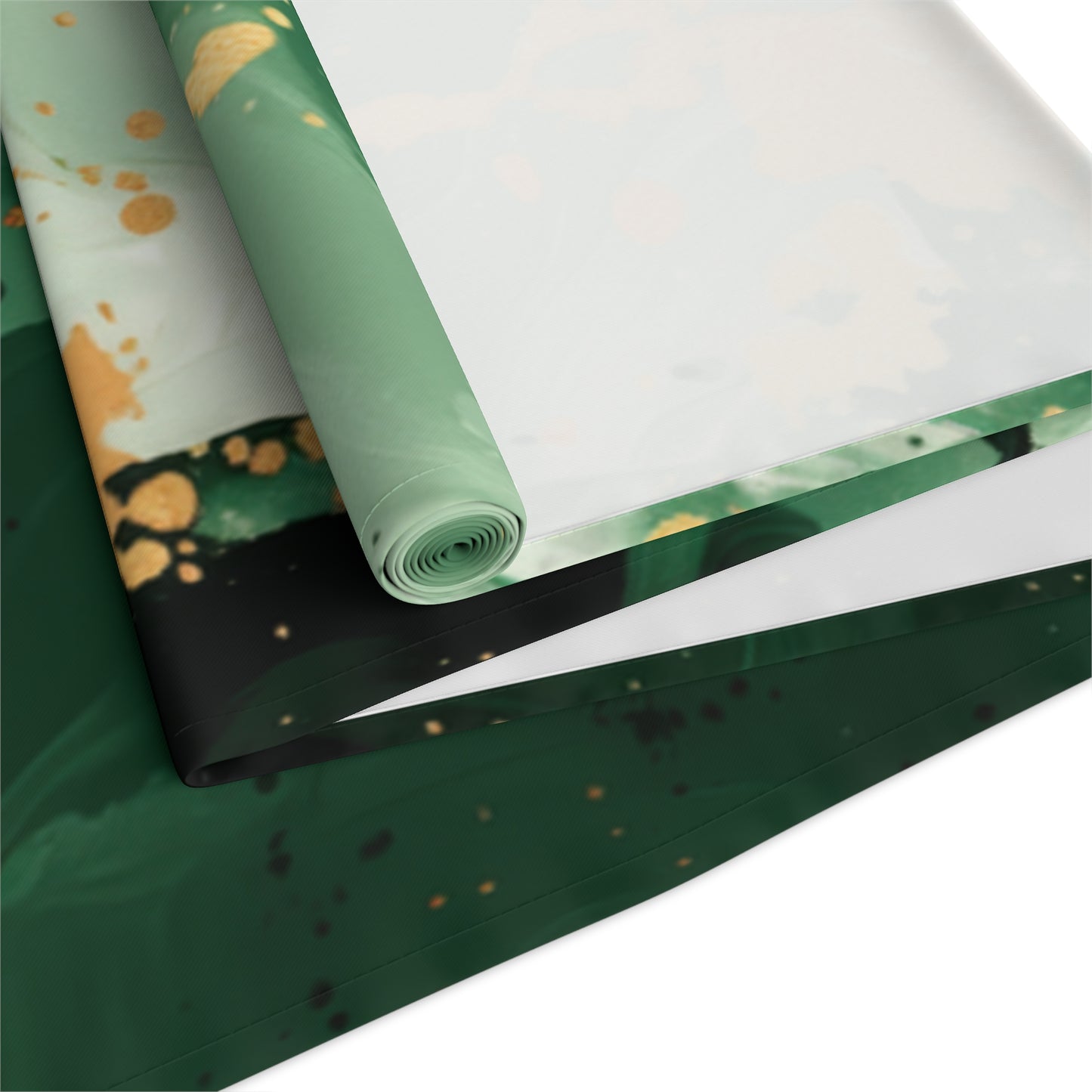 Brushstroke Table Runner, Green and Gold (Cotton, Poly)