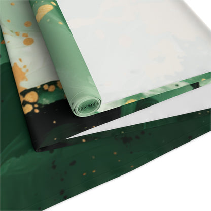 Brushstroke Table Runner, Green and Gold (Cotton, Poly)