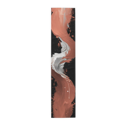 Brushstroke Table Runner, Black and Red (Cotton, Poly)