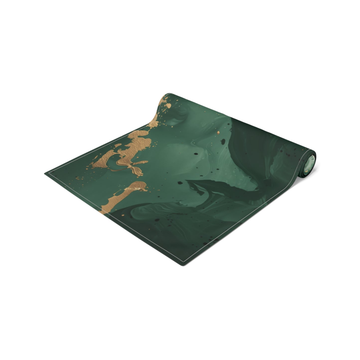 Brushstroke Table Runner, Green and Gold (Cotton, Poly)