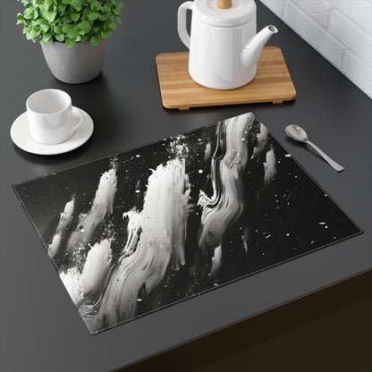 Brushstroke Placemat (Black, and White), 1pc