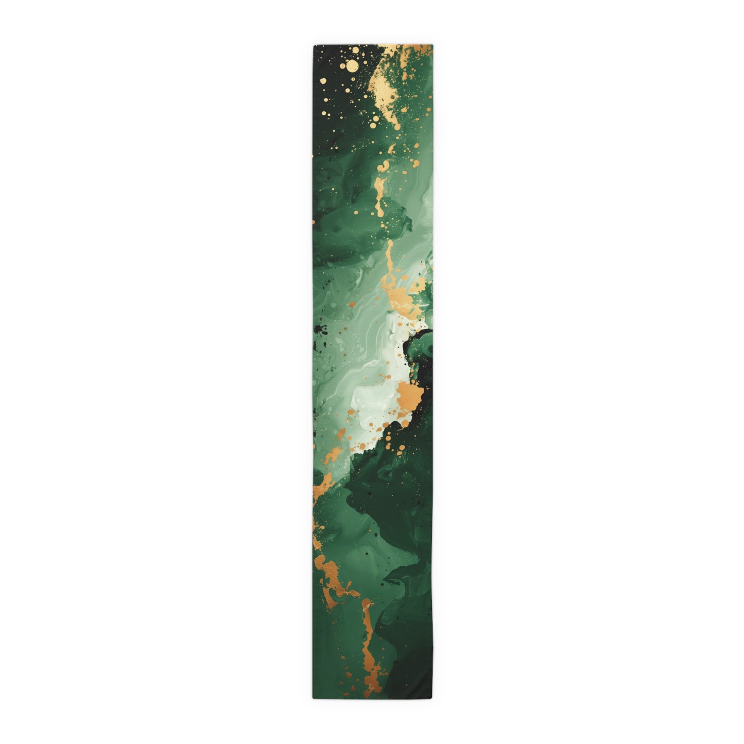 Brushstroke Table Runner, Green and Gold (Cotton, Poly)