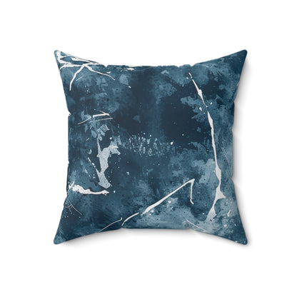 Blue and White Scratch Pattern Square Pillow