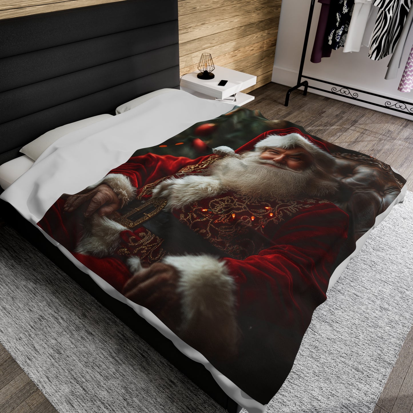 Jolly Santa Velveteen Blanket