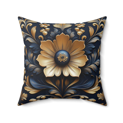 Elegant Floral Spun Polyester Square Pillow