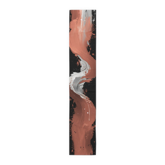 Brushstroke Table Runner, Black and Red (Cotton, Poly)